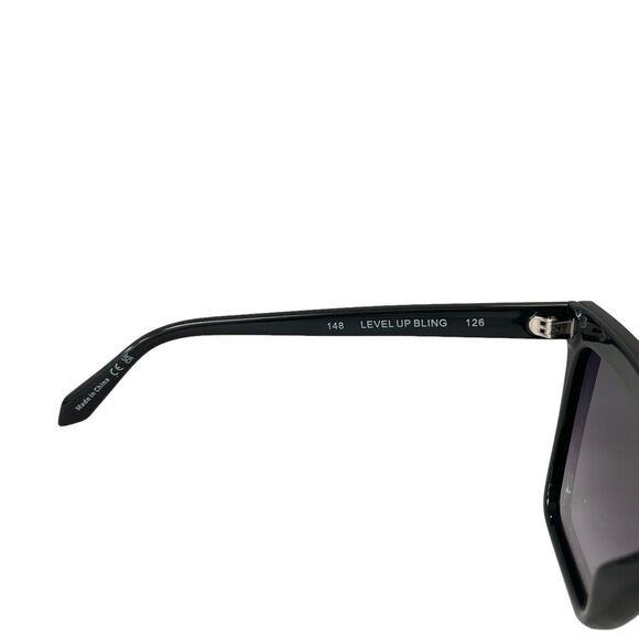 Quay Australia Level Up Bling Square Oversized Sunglasses Black Smoke 51MM - Picture 9 of 9